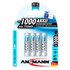 Ansmann 1x4 NiMH Rechargeable 1000 Micro AAA 950mAh Batteries